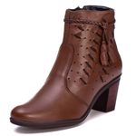 Coturno Saltinho 6803 Bota Feminina Marrom de Couro Legítimo Pettinari Passeio Moda Feminina