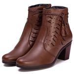 Coturno Saltinho 6803 Bota Feminina Marrom de Couro Legítimo Pettinari Passeio Moda Feminina