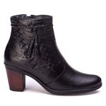 Coturno Saltinho 6803 Bota Feminina Preta de Couro Legítimo Pettinari Passeio Moda Feminina