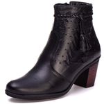 Coturno Saltinho 6803 Bota Feminina Preta de Couro Legítimo Pettinari Passeio Moda Feminina