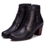 Coturno Saltinho 6803 Bota Feminina Preta de Couro Legítimo Pettinari Passeio Moda Feminina