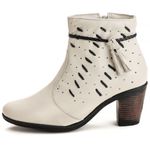 Coturno Saltinho 6803 Bota Feminina Off White de Couro Legítimo Pettinari Passeio Moda Feminina