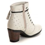 Coturno Saltinho 6803 Bota Feminina Off White de Couro Legítimo Pettinari Passeio Moda Feminina