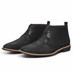 Sapato Botinha Masculino Couro Legítmo Camurça Ref.: DR06 Confort Estilo Italiano com Cadarço