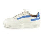 Tênis Feminino Casual Moderno de Couro Off White/Azul Mariah com Cadarço