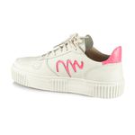 Tênis Feminino Casual Movers Couro Off White/Pink para Trabalho Dia a Dia Passeios Moderno Elegante