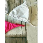 Biquini Top Branco e Calcinha Pink ref T-1-490