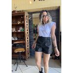 Short couro fake Leopoldina - Preto