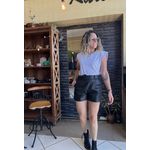 Short couro fake Leopoldina - Preto