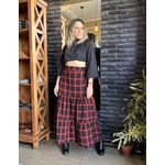 Saia em Flanela Midi Xadrez - Preto/Vermelho