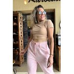 Blusa cropped canelado com amarração Chapecó - Nude