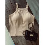 Blusa Cropped Alça Andradas - Nude