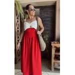 Vestido Midi com laço Áurea - Vermelho