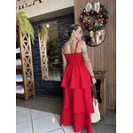 Vestido longo com babados Miranda - Vermelho