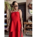 Vestido longo com babados Miranda - Vermelho