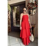 Vestido longo com babados Miranda - Vermelho