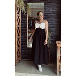 Vestido Midi com laço Áurea - Preto