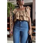 Blusa com Babados Valença - Chocolate Suíço