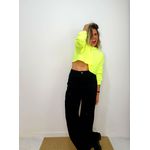 Calça Wide Leg com Fenda - Preta