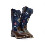 Bota Texana Feminina em Couro Marrom/Azul 7253 Kapell 