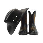 Combo Chapéu em Couro + Bota Texana Unissex Em Couro Kapell