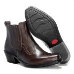 Bota Country Masculina Em Couro Nobre Legítimo Café Kapell