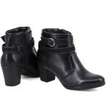 Bota Feminina Cano Curto em Couro Legítimo Napa Preto Linha Vintage Kapell 