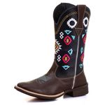 Bota Texana Feminina em Couro Marrom/Azul 7253 Kapell 
