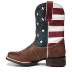 Bota Texana Masculino Cano Médio Em Couro Legítimo Detalhe Bandeira dos Estados Unidos Capelli