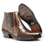 Bota Country Masculina Em Couro Nobre Legítimo Estampado Café Capelli