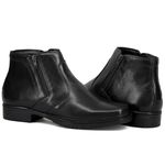 Bota Masculina em Couro Legítimo Preto Napa com Zíper Linha Social Kapell