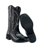 Bota Texana Feminina em Couro Legítimo Preto Fenix Kapell