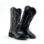 Bota Texana Feminina em Couro Legítimo Preto Fenix Kapell