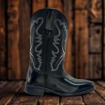 Bota Texana Feminina em Couro Legítimo Preto Fenix Kapell