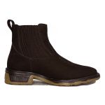 Botina Masculina Denver em Couro Legítimo Nobuck cor Café Forrada em Couro Bico Quadrado Linha KPL Premium 