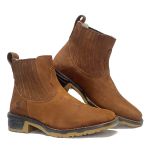 Botina Masculina Denver em Couro Legítimo Nobuck cor Castor Forrada em Couro Bico Quadrado Linha KPL Premium