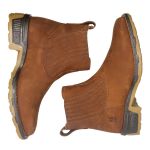 Botina Masculina Denver em Couro Legítimo Nobuck cor Castor Forrada em Couro Bico Quadrado Linha KPL Premium