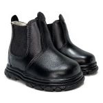 Botina Infantil Unissex New Baby em Couro Legítimo Preto Linha KPL Premium