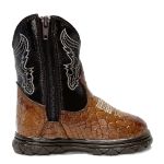 ` Bota Texana Infantil Unissex New Baby em Couro Legítimo Estampa de Cobra Linha KPL Premium