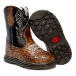` Bota Texana Infantil Unissex New Baby em Couro Legítimo Estampa de Cobra Linha KPL Premium