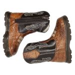 ` Bota Texana Infantil Unissex New Baby em Couro Legítimo Estampa de Cobra Linha KPL Premium