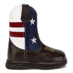  Bota Texana Infantil Unissex New Baby em Couro Legítimo Estampa USA Linha KPL Premium