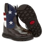  Bota Texana Infantil Unissex New Baby em Couro Legítimo Estampa USA Linha KPL Premium