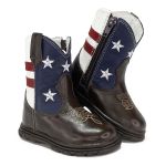  Bota Texana Infantil Unissex New Baby em Couro Legítimo Estampa USA Linha KPL Premium