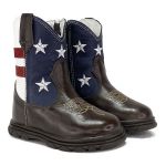  Bota Texana Infantil Unissex New Baby em Couro Legítimo Estampa USA Linha KPL Premium