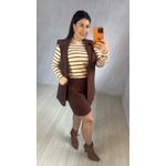 CONJUNTO SHORT E COLETE MARROM
