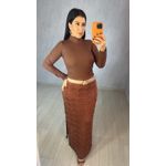 BLUSA SEGUNDA PELE AVELUDADA CHOCOLATE
