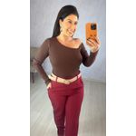 BLUSA MANGA LONGA OMBRO ASSIMETRICO MARROM