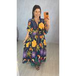 VESTIDO MIDI AZUL ESTAMPADO TUCANOS