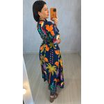 VESTIDO MIDI AZUL ESTAMPADO TUCANOS